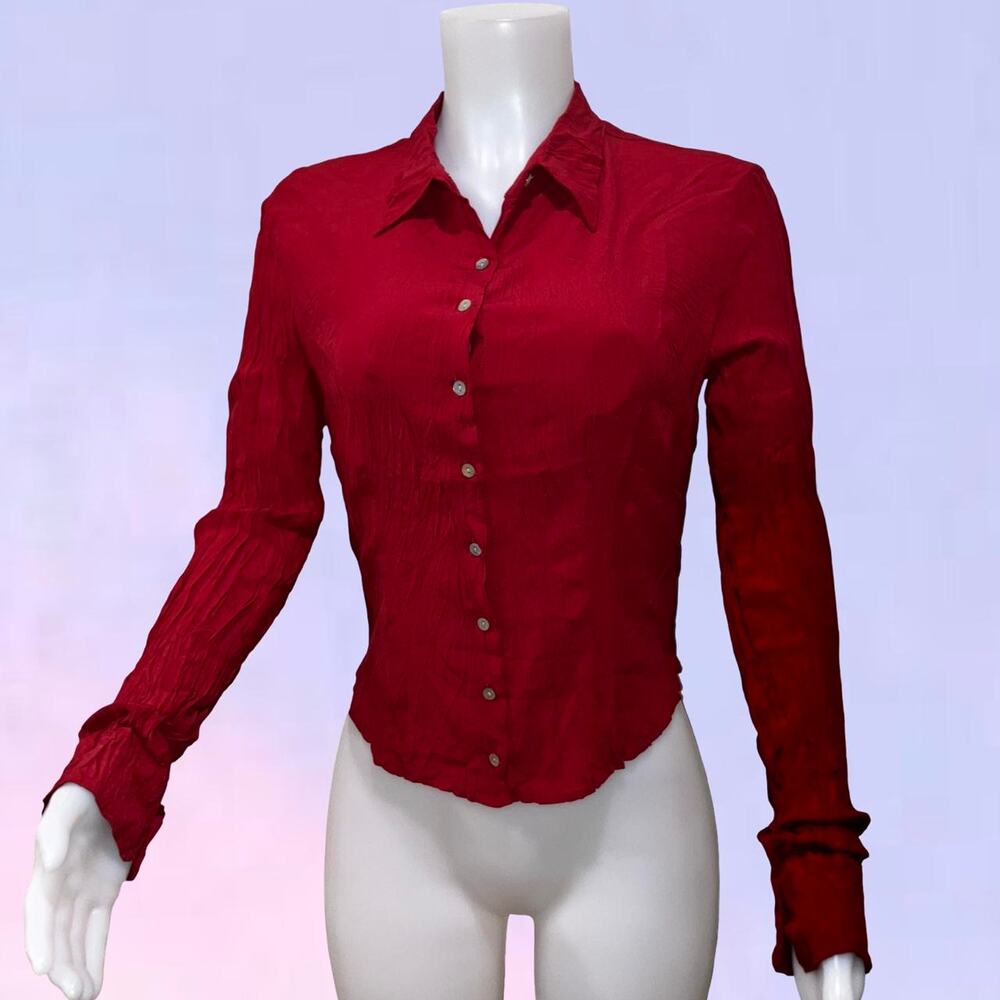 Vintage 90s y2k cherry red sillk top express